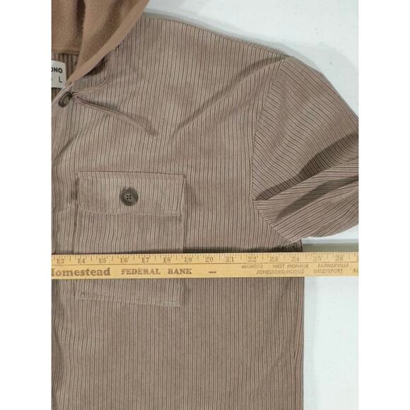 Ci Sono Cropped Jacket Hoodie Size Large Corduroy Taupe Light Brown Chest Pocket - Picture 7 of 7